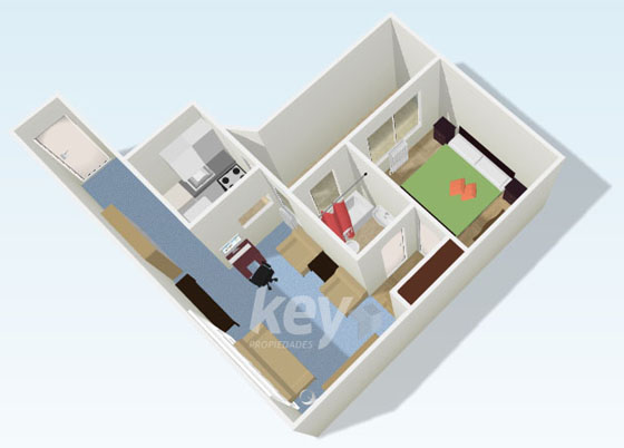 Plano del departamento 2 ambientes en Barrio Norte
